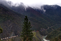 UP 4953 West threads a tunnel.  West of Pulga, CA.