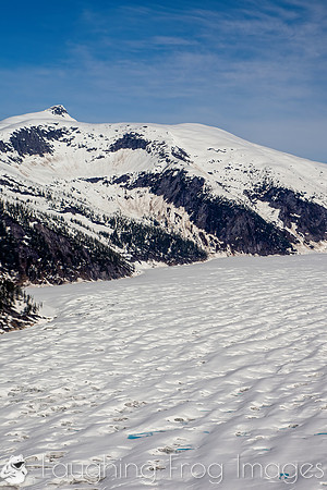 Glaciers, mountains, and snow in and around Taku Inlet taken from a De Haviland DHC-3 Otter of Wings Airways