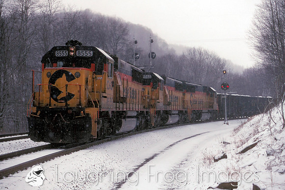 C&O 8555 at M.P. 248.6 trails a helper set