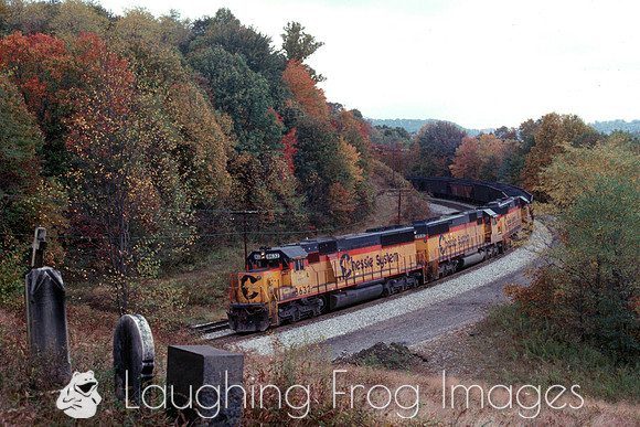 CSX 8632 trails a Helper Set at Graveyard Curve.
