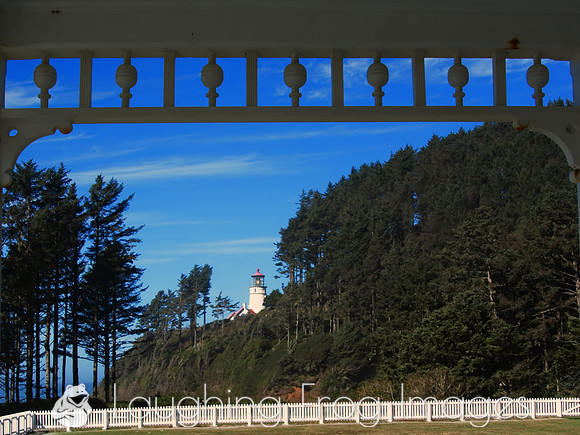 Heceta Head Lighthouse from the porch of the Lightkeeper's house
