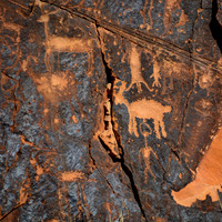 Photographs of petroglyphs in Rock Art Canyon on Rock Art Ranch in St. Joseph, AZ.  The canyon was formed by Chevelon Creek.  The petroglyphs date back thousands of years.