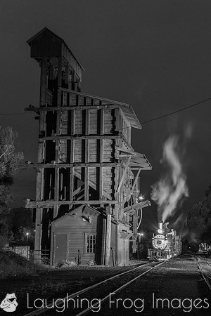 DRGW 315 Night Photo Session, C&TSRR Yard, Chama NM.  August 201