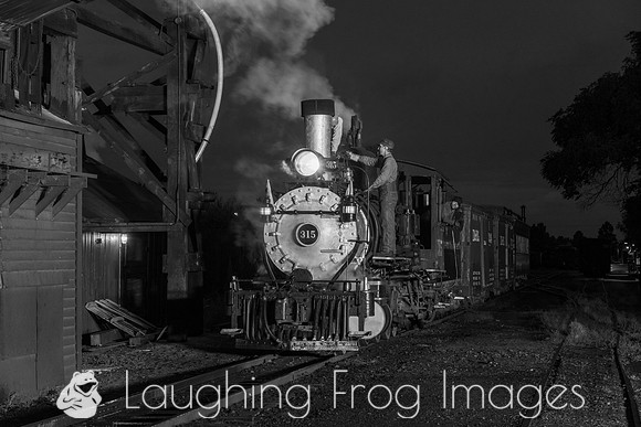 DRGW 315 Night Photo Session, C&TSRR Yard, Chama NM.  August 201