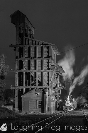 DRGW 315 Night Photo Session, C&TSRR Yard, Chama NM.  August 201