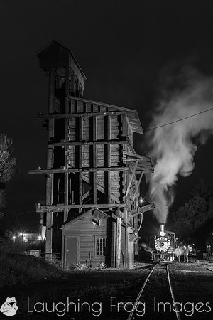 DRGW 315 Night Photo Session, C&TSRR Yard, Chama NM.  August 201