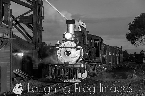 DRGW 315 Night Photo Session, C&TSRR Yard, Chama NM.  August 201