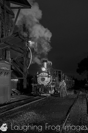 DRGW 315 Night Photo Session, C&TSRR Yard, Chama NM.  August 201