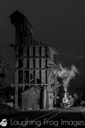 DRGW 315 Night Photo Session, C&TSRR Yard, Chama NM.  August 201