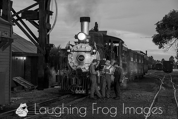 DRGW 315 Night Photo Session, C&TSRR Yard, Chama NM.  August 201