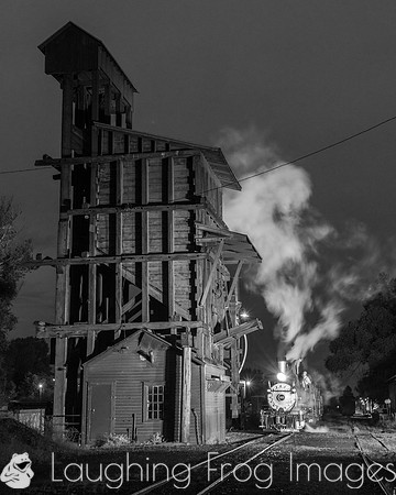 DRGW 315 Night Photo Session, C&TSRR Yard, Chama NM.  August 201