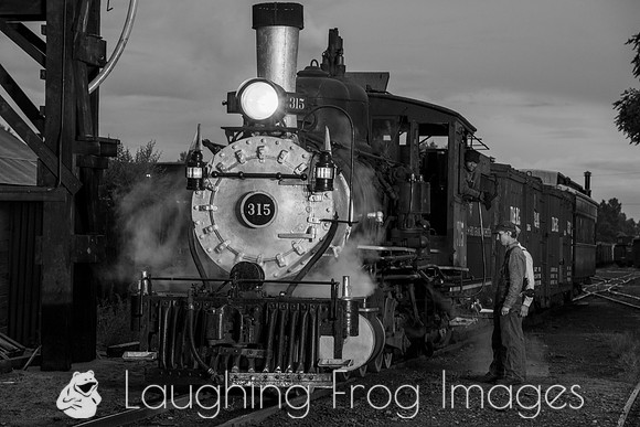 DRGW 315 Night Photo Session, C&TSRR Yard, Chama NM.  August 201