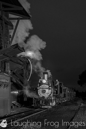 DRGW 315 Night Photo Session, C&TSRR Yard, Chama NM.  August 201