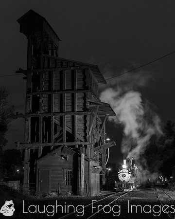 DRGW 315 Night Photo Session, C&TSRR Yard, Chama NM.  August 201