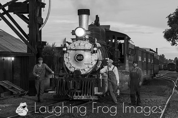 DRGW 315 Night Photo Session, C&TSRR Yard, Chama NM.  August 201
