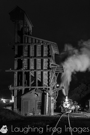 DRGW 315 Night Photo Session, C&TSRR Yard, Chama NM.  August 201