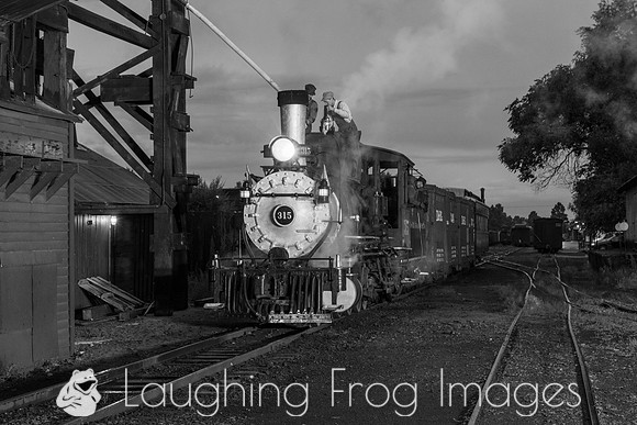 DRGW 315 Night Photo Session, C&TSRR Yard, Chama NM.  August 201