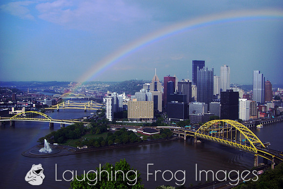 Pittsburgh PA from Mt. Washington with a Rainbow