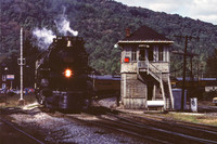 C&O 614 passing CF Tower in Confluence, PA