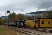 Fog over Bartlett.  Conway Scenic 1751 on a Bartlett Train.