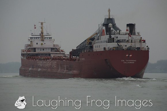 CSL Tadoussac viewed from the port stern.  Upbound on the St. Clair River at St. Clair, MI.