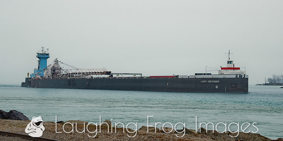 Lakes Contender and tug Ken Boothe, Sr. leave Lake Huron and enter the St. Clair River at Port Huron, MI.