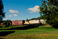 SLR GP9 1760 switching cars at Paris, ME.  9/1994.